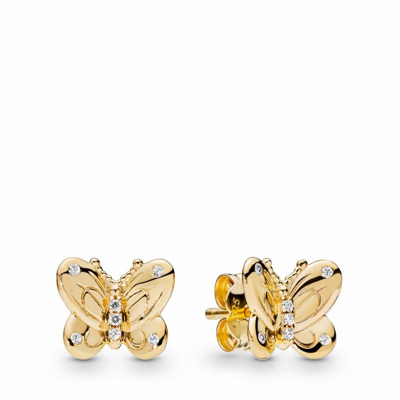 Pandora Australia Shine™ Decorative Butterflies Stud Earrings - 18ct Gold Plated | IQSVTR975